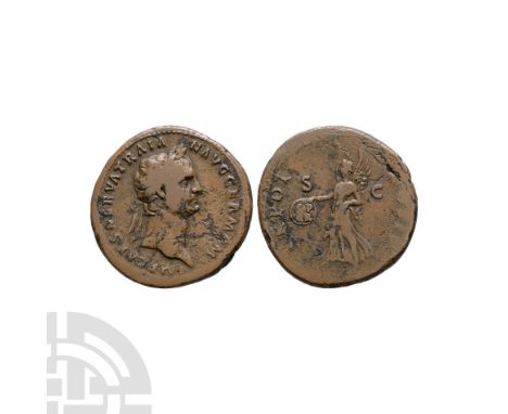 100 A.D. Rome mint. Obv: IMP CAES NERVA TRAIAN AVG GERM P M legend with laureate bust right. Rev: TR POT COS III P P legend w