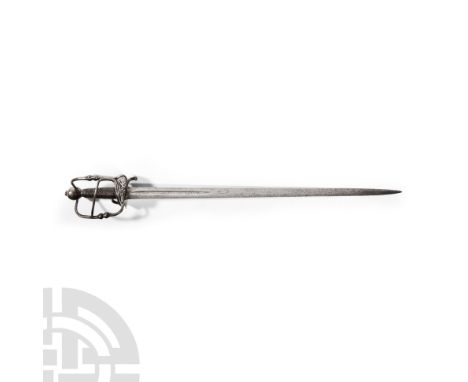 Mid 16th century A.D. The blade composed of a straight, double edge with single fuller and clear running wolf marks; signed '