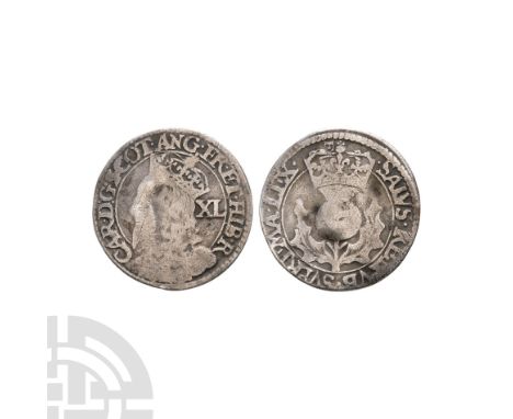 1637-1642 A.D. Third coinage, Falconer's first issue. Obv: profile bust with XL behind and CAR D G SCOT ANG FR ET HIB R legen
