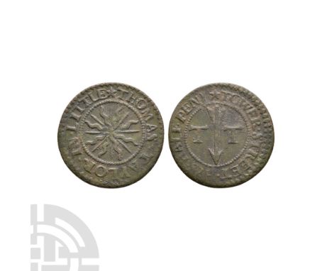 17th century A.D. London, Lower Tower Street, Thomas Taylor. Obv: radiant star over double cross with THOMAS TAYLOR IN LITTLE