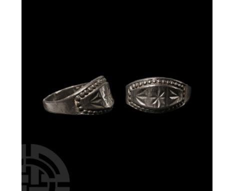 Circa 18th century A.D. With beaded order and facetted star design. Cf. Oman, C.C., British Rings 800-1914, London, 1974, pl.