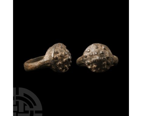 Circa 15th-16th century A.D. With D-section hoop and domed bezel with pellets. Cf. Chadour, A.B., Rings. The Alice and Louis 