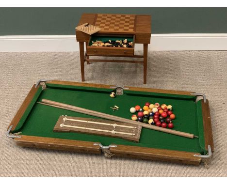 E G RILEY LTD SMALL SIZE TABLETOP SNOOKER TABLE, 4ft 4ins, oak framed, baize covered slate bed, Riley labelled scoreboard, se