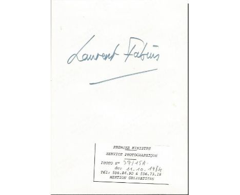 Laurent Fabius signed to reverse of colour photo. 7x5 colour portrait photo signed on the reverse by Laurent Fabius, Socialis