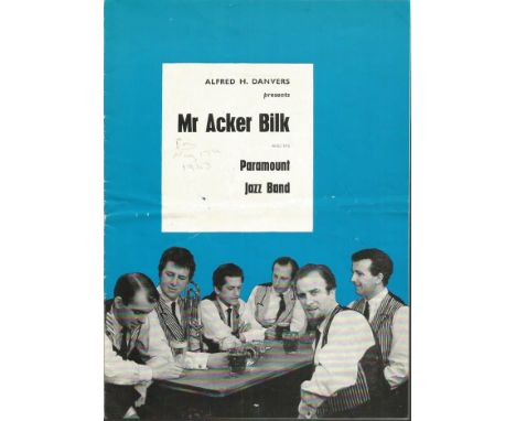 Acker Bilk signed programme.  Signed on b/w photo inside.  Also b/w photo on back page signed by 6  of his band members Good 