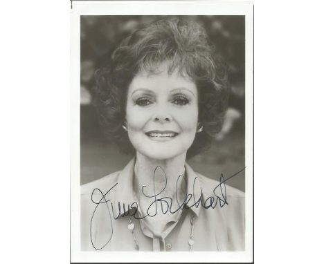 June Lockhart signed b/w photo. 7x5 black and white portrait photo autographed by June Lockhart, best known for Lassie and Lo