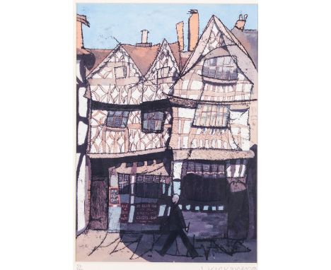 THREE ARTIST SIGNED LIMITED EDITION COLOUR PRINTS:  JAMES VINCIGUERRA 'Ye Olde Pub', (53/500),  HELEN D. MOORE 'Skipping Abou
