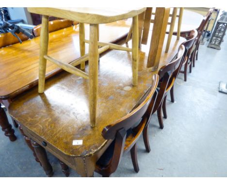 OAK LONG SIDE/CONSOLE TABLE, HAVING DRAWERS TO EACH END, TURNED LEGS, 66" (167.6cm) long, 22" (55.8cm) wide