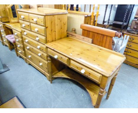 'DUCAL' PINE CHEST OF FOUR SHORT DRAWERS OVER FOUR LONG DRAWERS AND A 'DUCAL' PINE TWO DRAWER SIDE TABLE WITH UNDERSHELF, ALL