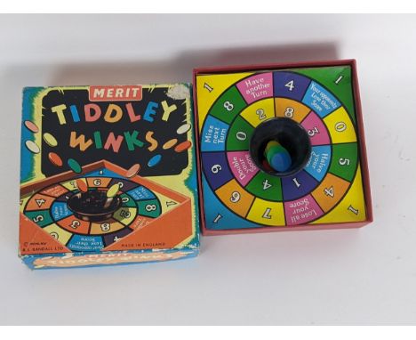 A vintage Merit Tiddleywinks game with counters, in a card boxAppearing on Bargain HuntLocation: 