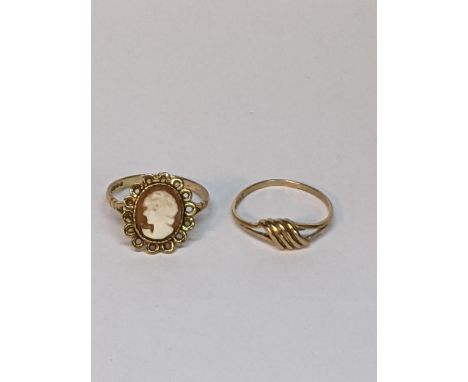 A 9ct gold Karat Craft twist ring, together with a 9ct gold cameo ring, total weight 2.8gLocation: 