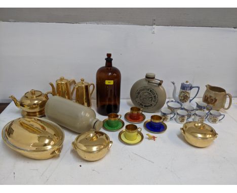 A mixed lot to include Noritake part coffee set, stoneware bed warmer and other items Location: 