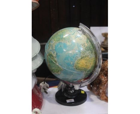 A light-up globe lamp