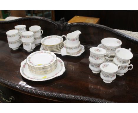 A Royal Albert Belinda pattern tea service, 44 pieces, including cake plate, sandwich plate, milk jug and sugar basin, cups a