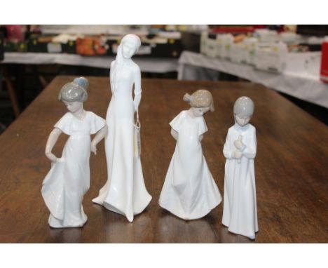 Three Nao figurines and Royal Doulton figurine " Images, Tomorrow's Dreams"