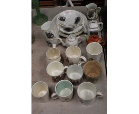 An early 20th century pottery part tea service, transfer printed in black with views of Ennerdale Church and other Ennerdale 