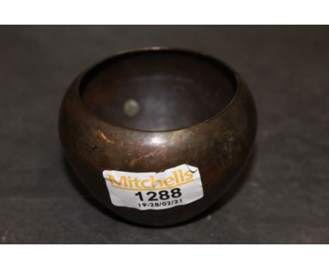A late 19th century K S I A, copper miniature bulbous vase, 5.5 cm high