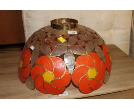 A1970's lead glazed style lamp shade, in the Tiffany style, approx 43 cm diameter  