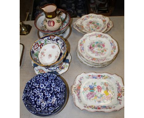 A 19th century printed and painted porcelain " Chinese Tree" part dessert service, pattern No:- 3771, comprising six plates, 