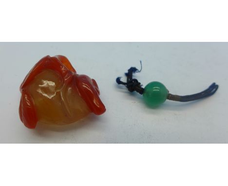 A small coloured jade carving