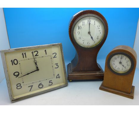 A French mantel clock and two other clocks, (French clock case a/f, split)