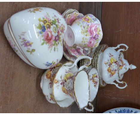 Decorative china including Royal Albert Lenora, Royal Albert Serena and a Hammersley heart shaped pot