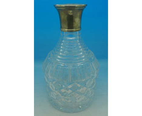 A Victorian silver mounted decanter, London 1873, no stopper