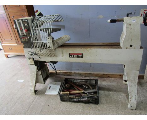 Jet Lathe Model 4224 2007 with a quantity of associated tools for lathe turning 