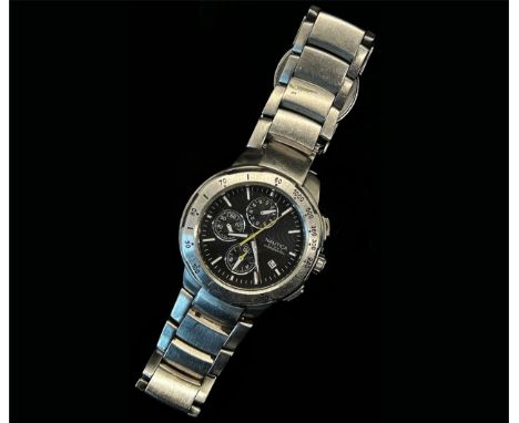Nautica: A gentleman’s ‘STEEL’ chronograph wristwatch, on stainless steel strap. 