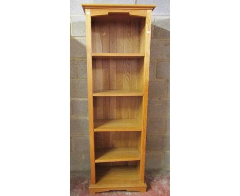 A good quality contemporary light oak  Arts &amp; Crafts style freestanding open bookcase, with adjustable shelves labelled v
