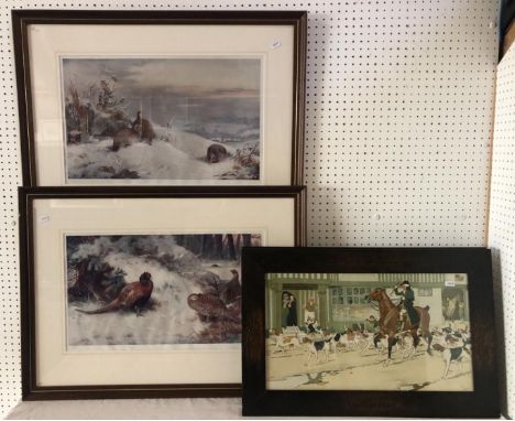 Four framed prints, to include: Cecil Aldin - two hunting related chromolithographic prints with titles: 'Drawn Blank' and 'H