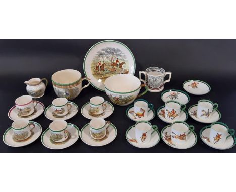A quantity of Copeland Spode ‘Huntsman’ and similar pattern tea and coffee wares, together with an open bowl and plate, etc 