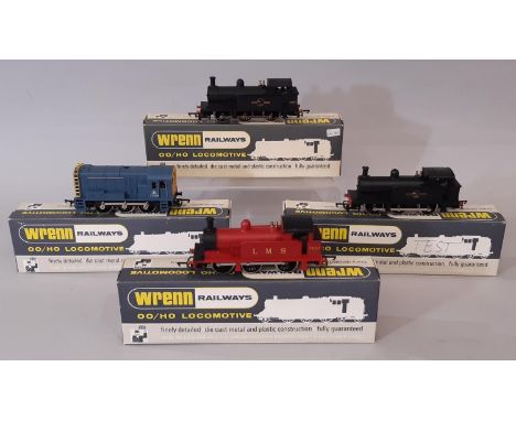 Four boxed 00 gauge locomotives by Wrenn including tank engines W2205, W2204, a similar engine in BR black and a diesel-elect