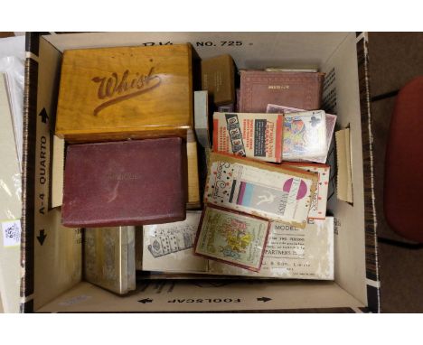 *Playing cards. A collection of playing cards and related items, early to later 20th century,  including an engraved white me