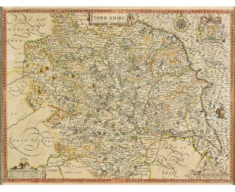 *Yorkshire. Speed (John), York Shire, published John Sudbury &amp; George Humble, circa 1627, hand coloured engraved map, nea