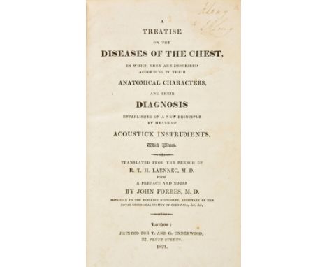 Laennec (Ren‚-Th‚ophile-Hyacinthe). A Treatise on the Diseases of the Chest, in which they are described according to their A