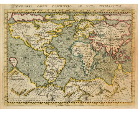 *World. Magini (Giovanni Antonio), Universi orbis descriptio ad usum navigantium, published Venice, [1596], hand coloured map