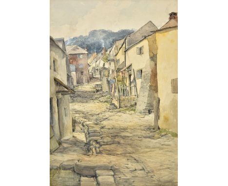 *Middleton (John, 1827-1856). Clovelly, North Devon, 1850,  watercolour on paper, signed and dated lower left, 47 x 33cm (18.