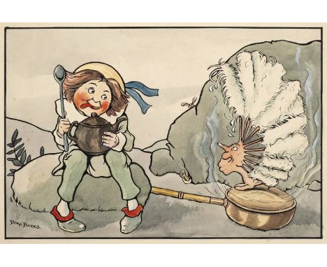 *Barks (Dora, early 20th century). A set of nine humorous illustrations, together nine pen, ink, &amp; watercolour illustrati