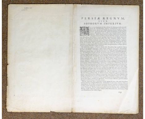 Persia. Ortelius (Abraham), Persici sive sophorum regni Typus, [1595], hand coloured engraved map, slight fraying to margins 