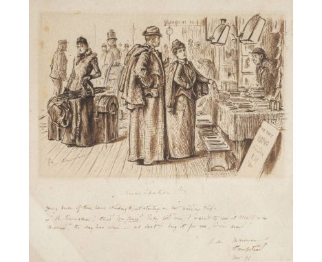 Du Maurier (George, 1834-1896). Emancipation!, 1891, pencil, pen and brown ink and wash on wove paper, image size 13 x 19 cm,
