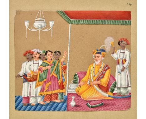 Indian mica paintings. Album of 52 gouache paintings on mica, India, circa 1830-50,  mostly medium-size (14 x 17 cm), a few s