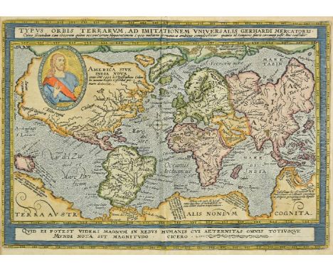 *World. Quad (Matthais), Typus orbis terrarum ad imitationem universalis gerhardi Mercatoris..., published Johann Bussemacher