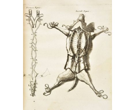 Pecquet (Jean). Experimenta nova anatomica, 3rd edition, Paris: Cramoisy, 1654, 6 engravings in the text (1 full-page), inter