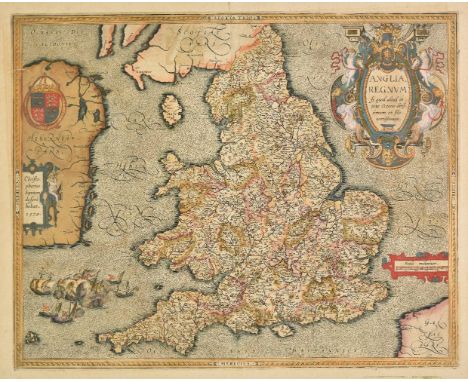 *England &amp; Wales. Saxton (Christopher &amp; Ortelius Abraham), Anglia regnum si quod aliud in toto Oceano ditissimum et f