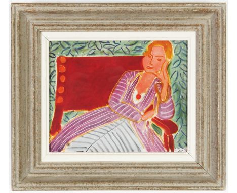 HENRI MATISSE, Jeune Femme, singed in the plate, off set lithograph, vintage French frame, 20.5cm x 26cm. (Subject to ARR - s
