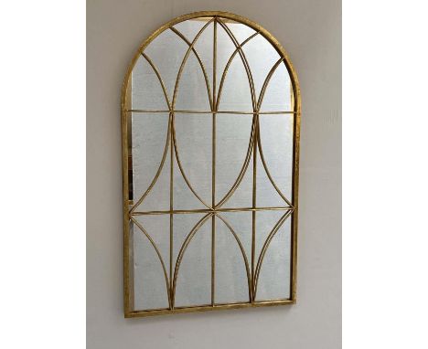 ARCHITECTURAL WALL MIRROR, 100cm H x 60cm W, gilt metal frame. 