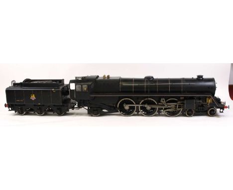 Freelance Design 5 inch gauge Pacific Locomotive and Tender, live steam coal fired example, comprising black body with BR 6 w