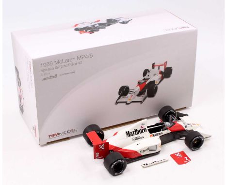 A TSM Model Scale Miniatures 1/18 scale resin model of a 1989 McLaren MP4/5 A Prost, Monaco Grand Prix Formula One racing car