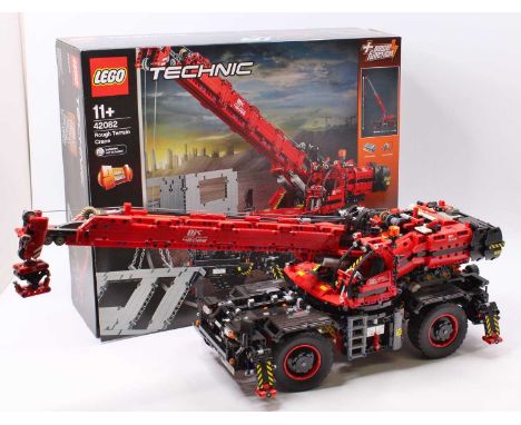 A Lego Technic No. 42082 built up model of a Rough Terrain Crane, housed in the original box, model is made up and appears co